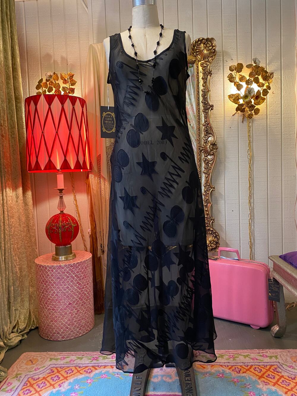 vintage 1990s sheer black victorias secret nightgown, 90s slip dress, novelty, m